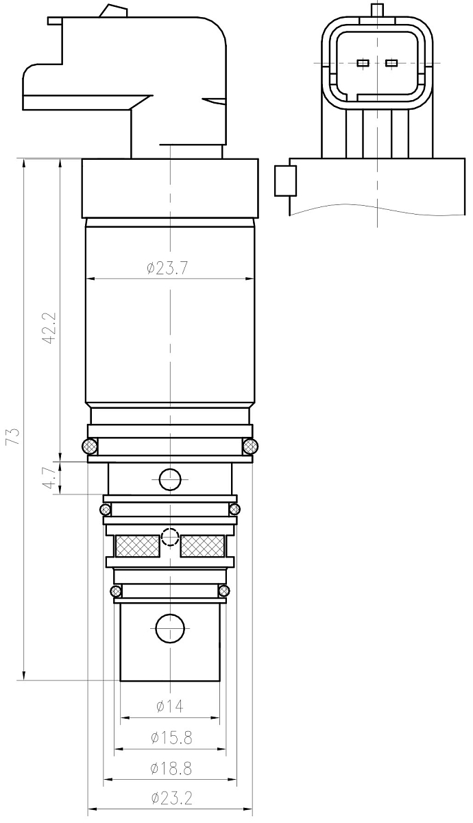 Клапан регулирующий компрессора кондиционера для автомобилей Citroen C4 (04-)/Peugeot 308 (07-) (тип Sanden)