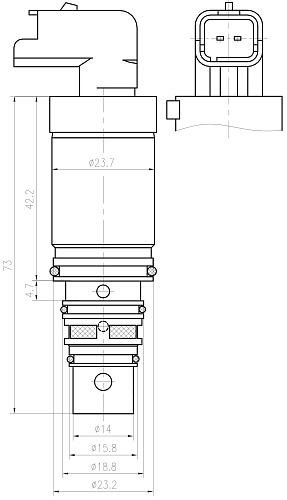 Клапан регулирующий компрессора кондиционера для автомобилей Citroen C4 (04-)/Peugeot 308 (07-) (тип Sanden)