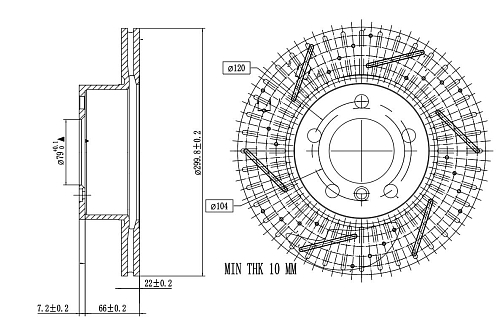 Диски тормозные для автомобилей BMW 1 (F20 / F21) (11-) / 3 (F30-F34) (11-) передний d=300 PRO (перфорированный / слотированный / окрашенный)
