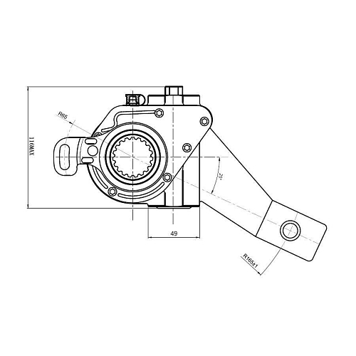 Рычаг тормоза регулировочный автоматический (трещотка) для автомобилей ЛиАЗ 5292 / Икарус задний левый (эвольвентный шлиц)