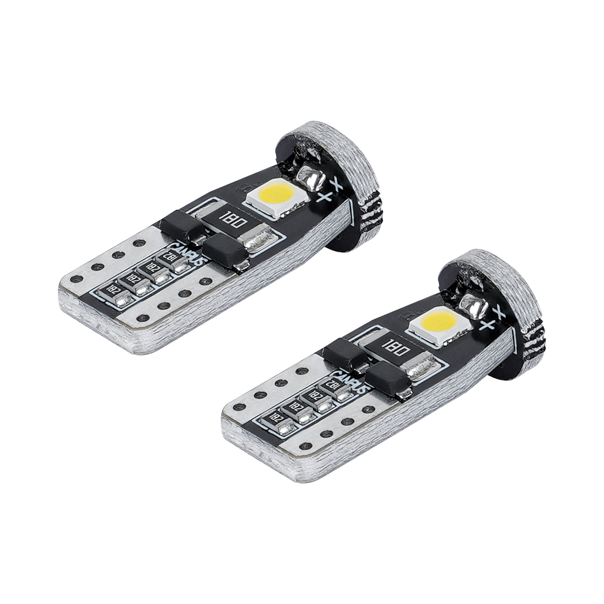 Лампа светодиодная W5W (T10) PLUS, 6000K (Белый), 12В, 1.4Вт, 3LED, Биполярная, Обманка CAN bus