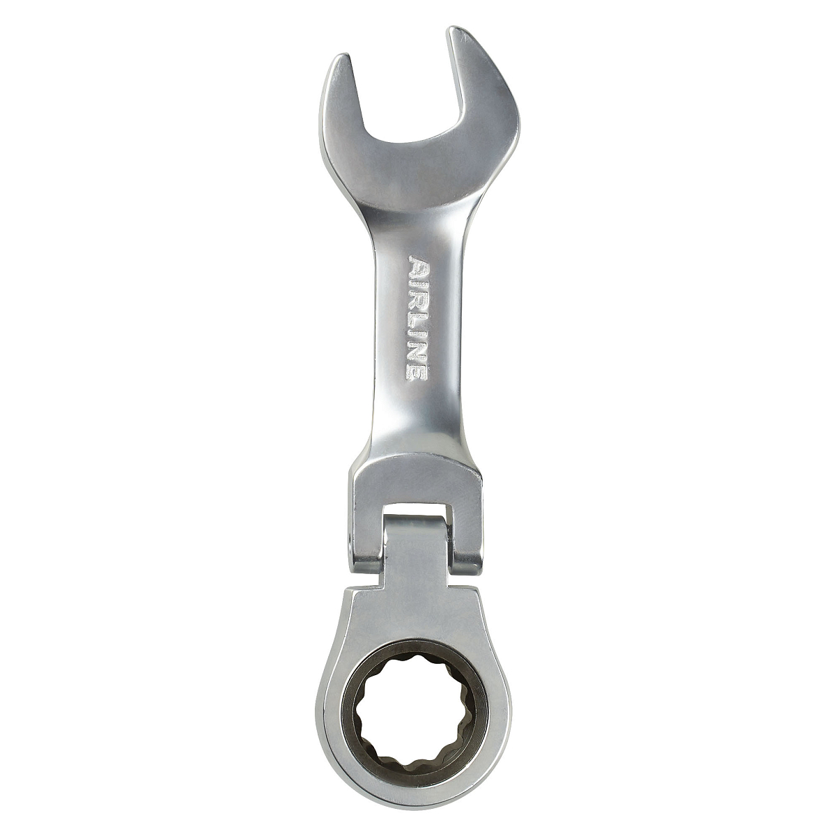 Ключ комбинированный трещоточный шарнирный короткий 15мм PRO, пласт.подвес