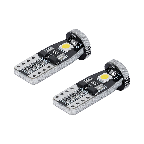Лампа светодиодная W5W (T10) PLUS, 6000K (Белый), 12В, 1.4Вт, 3LED, Биполярная, Обманка CAN bus
