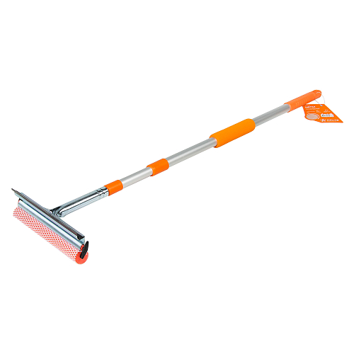 Щетка для мытья стекол с телескопич. ручкой, поролоном и водосгоном (90-130см)