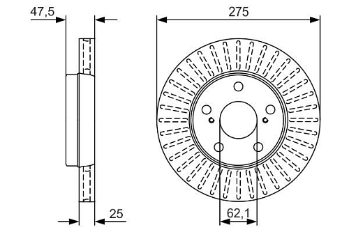 Диски тормозные для автомобилей Toyota Mark II/Chaser/Cresta X100 (96-) передний d=275 окрашенный