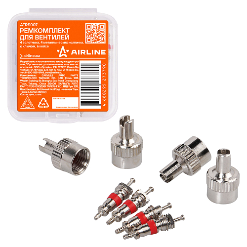 Ремкомплект для вентилей (4 золотника, 4 металл.колп. с ключом) в кейсе