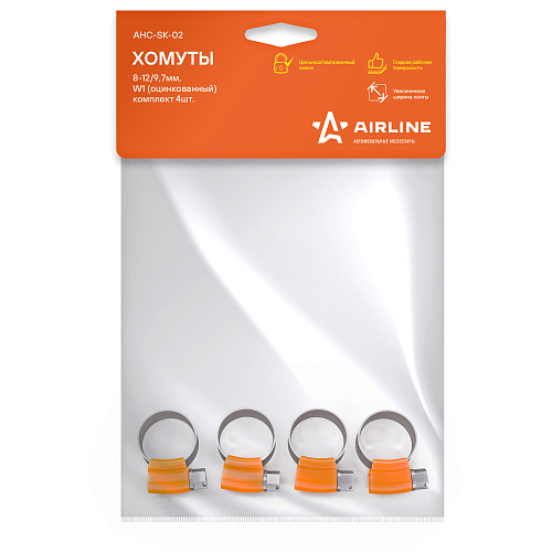 Хомуты 8-12/9,7мм, червячные PRO, усиленные, W1(оцинк.), комплект 4 шт.