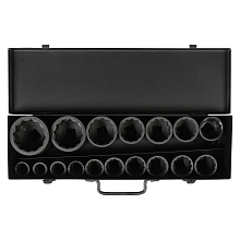 Набор головок ударных 3/4"DR L=56мм, 12гр. 17пр. (19-55мм) металл.кейс