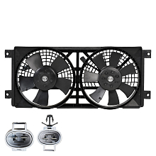 Электровентилятор кондиционера для автомобилей SsangYong Kyron (05-)/Actyon (05-) (2 вент.) (с кожухом)