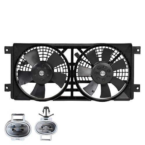 Электровентилятор кондиционера для автомобилей SsangYong Kyron (05-)/Actyon (05-) (2 вент.) (с кожухом)