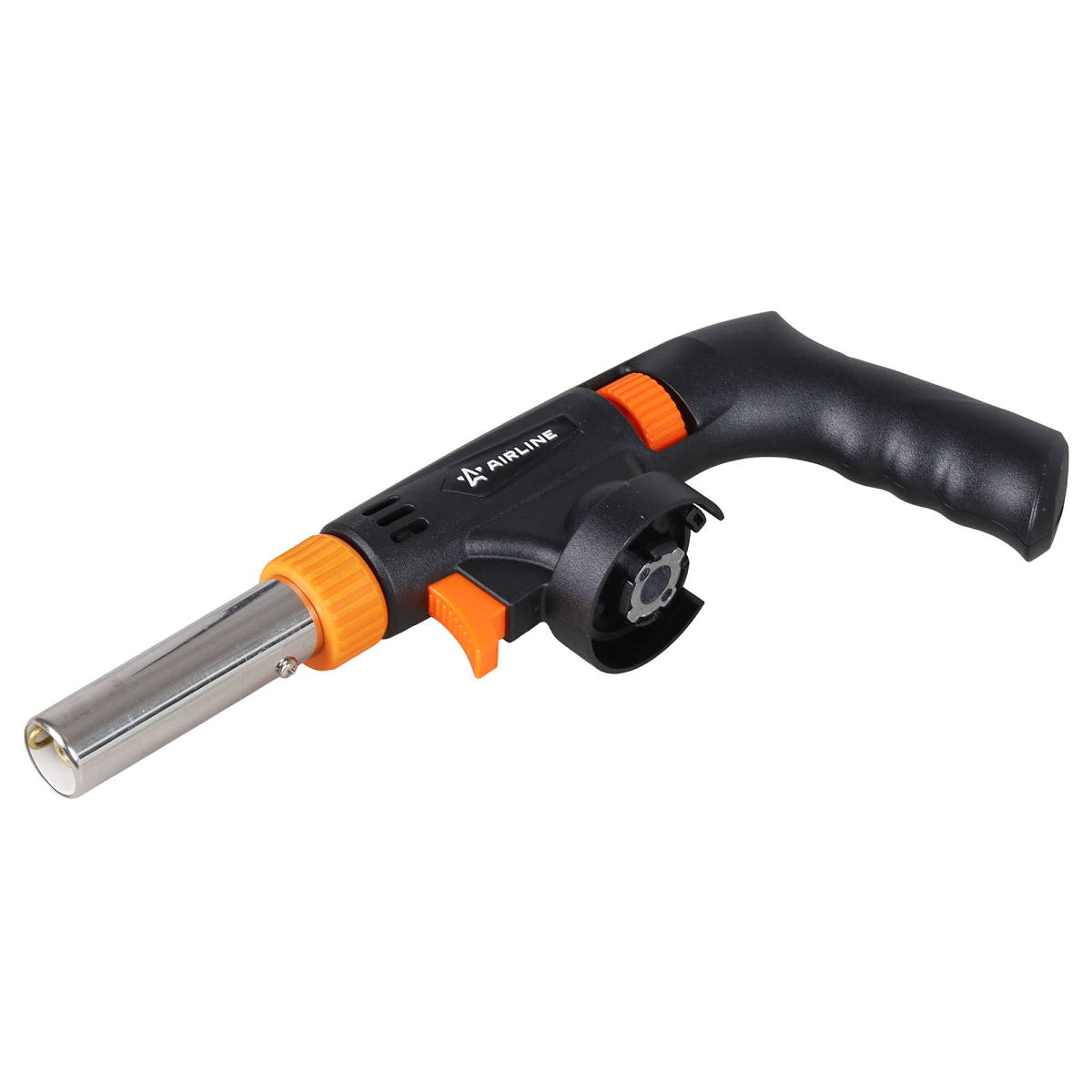 Горелка газовая на цанговый баллон, пьезоподжиг, анти-вспышка, ручка, 165*334мм