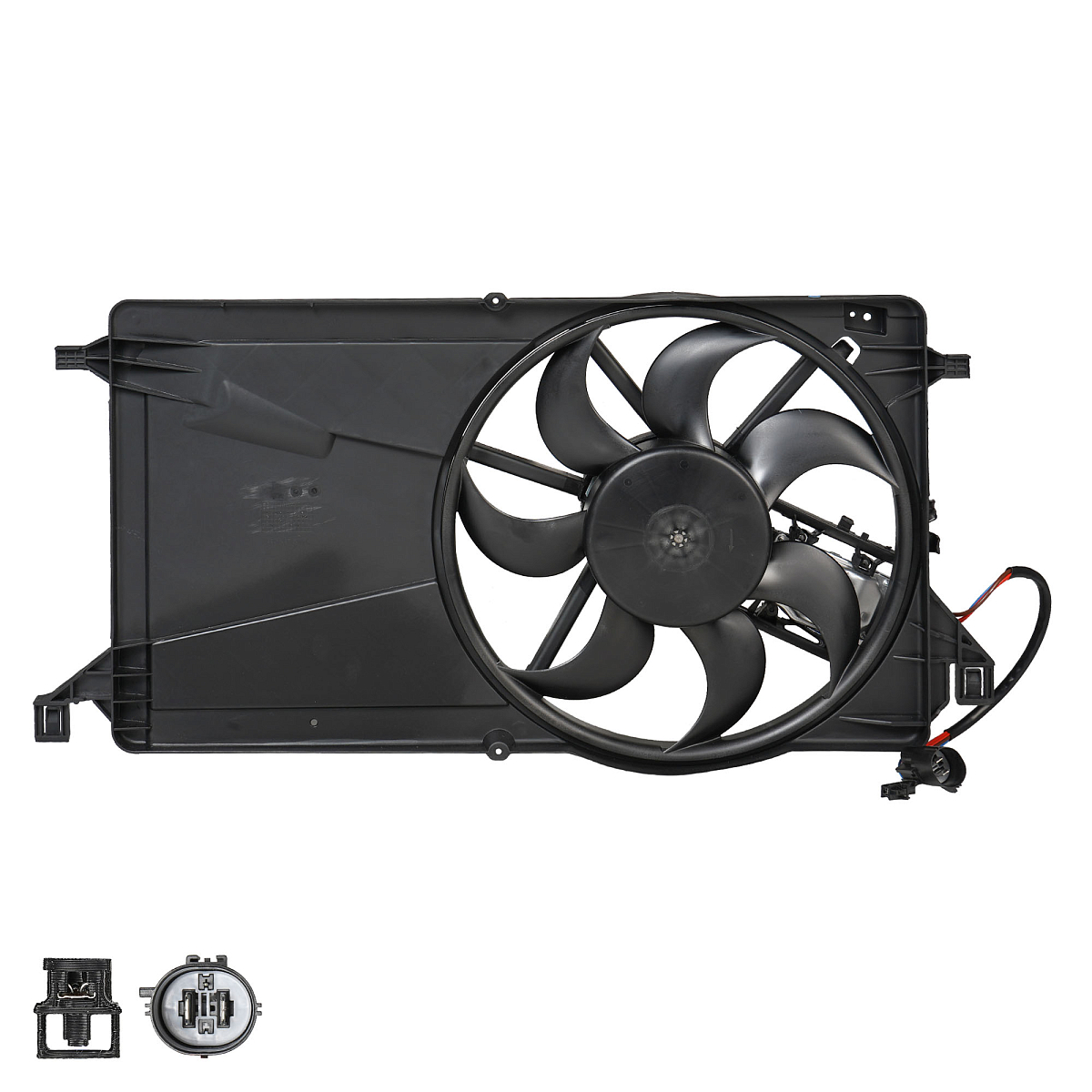 Электровентилятор охлаждения для автомобилей Mazda 3 (BK) (03-) 2.0i (с кожухом и модулем управления)