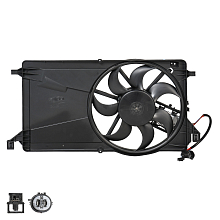 Электровентилятор охлаждения для автомобилей Mazda 3 (BK) (03-) 2.0i (с кожухом и модулем управления)