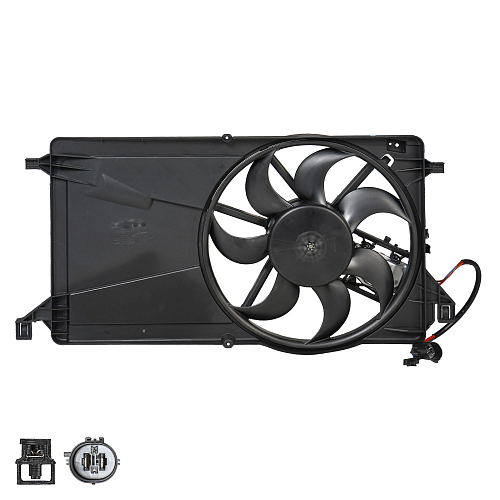 Электровентилятор охлаждения для автомобилей Mazda 3 (BK) (03-) 2.0i (с кожухом и модулем управления)