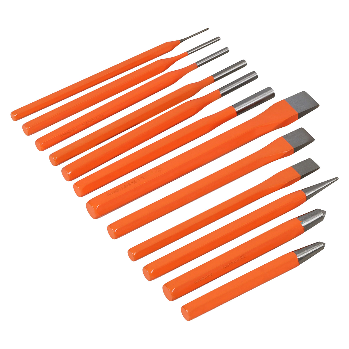 Набор ударного инструмента 12 пр.(зубило, кернер, выколотка) холдер