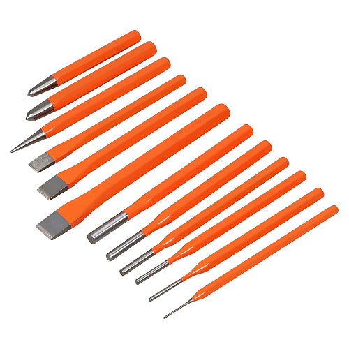 Набор ударного инструмента 12 пр.(зубило, кернер, выколотка) холдер