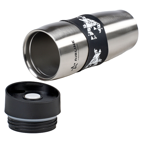 Термокружка с клапаном, 380 мл., металлик