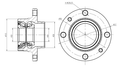 Ступица задняя в сборе с подшипником для автомобиля Fiat Punto I (93-)/Brava (96-)