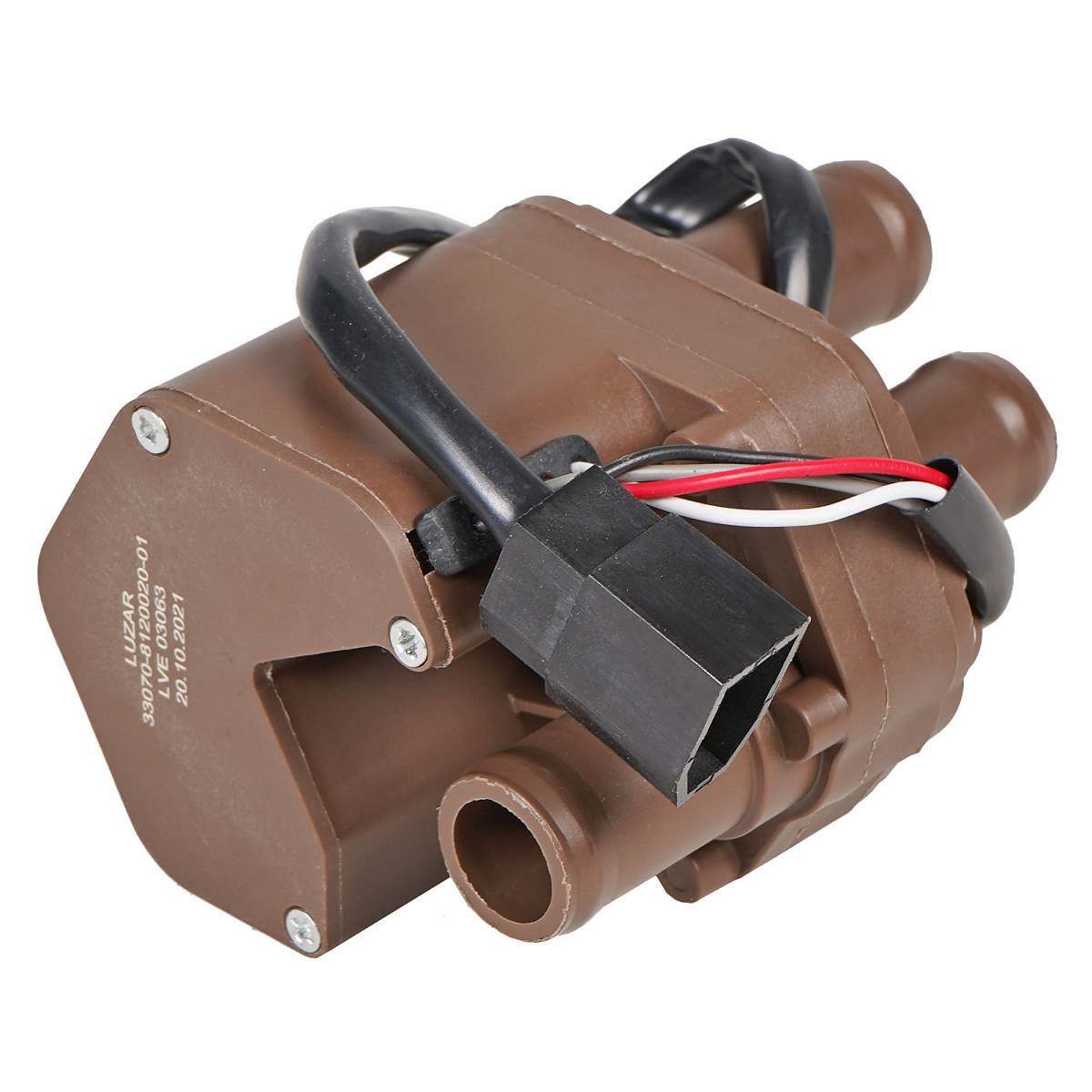 Кран отопителя электрический для автомобилей ГАЗель (3 патрубка) (бессальниковая конструкция)