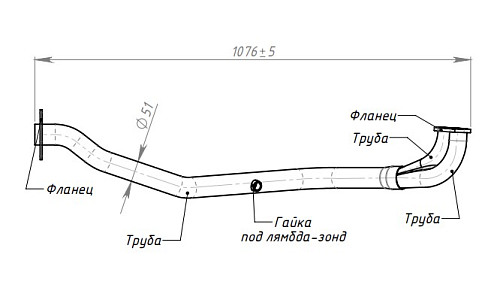 Труба приёмная для автомобилей Лада 2107 инжектор (алюминизированная сталь)