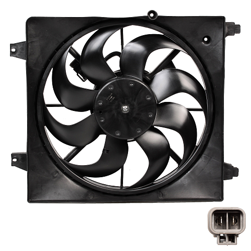 Электровентилятор охлаждения для автомобилей Hyundai Santa Fe II (06-) 2.2D/2.7i (с кожухом)