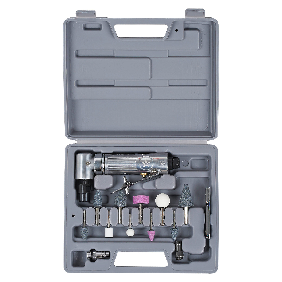 Машинка шлифовальная пневматическая 157мм, 20000об/мин угловая с оснасткой 16 пр. кейс