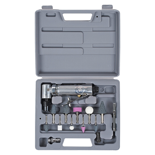 Машинка шлифовальная пневматическая 157мм, 20000об/мин угловая с оснасткой 16 пр. кейс