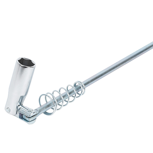 Ключ свечной Т-образный карданный 16мм, 500мм с пружиной, резиновый фиксатор