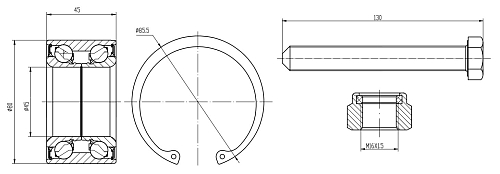 Ремкомплект ступицы передней для автомобиля VW Transporter T4 (90-)