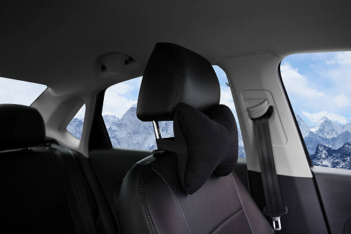 Подушка-косточка на подгол."Алькантара", ткань, 1 шт., черная