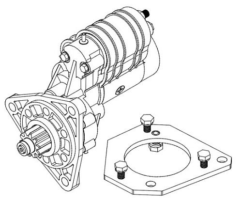 Стартер для спецтехники МТЗ-80/82 взамен ПД-10 (с пластиной) 12В 2,8кВт