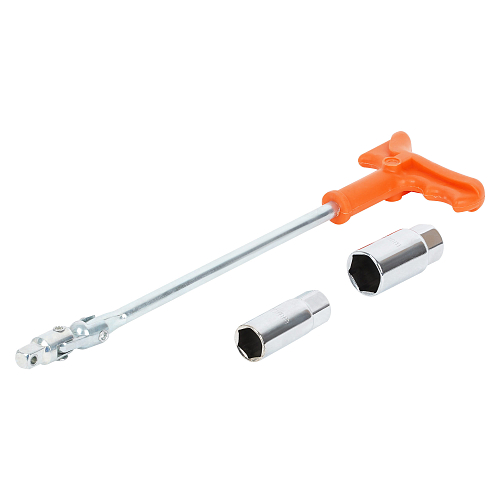 Ключ свечной Т-образный карданный 350мм головки 16,21мм пласт.рукоятка, резиновый фиксатор