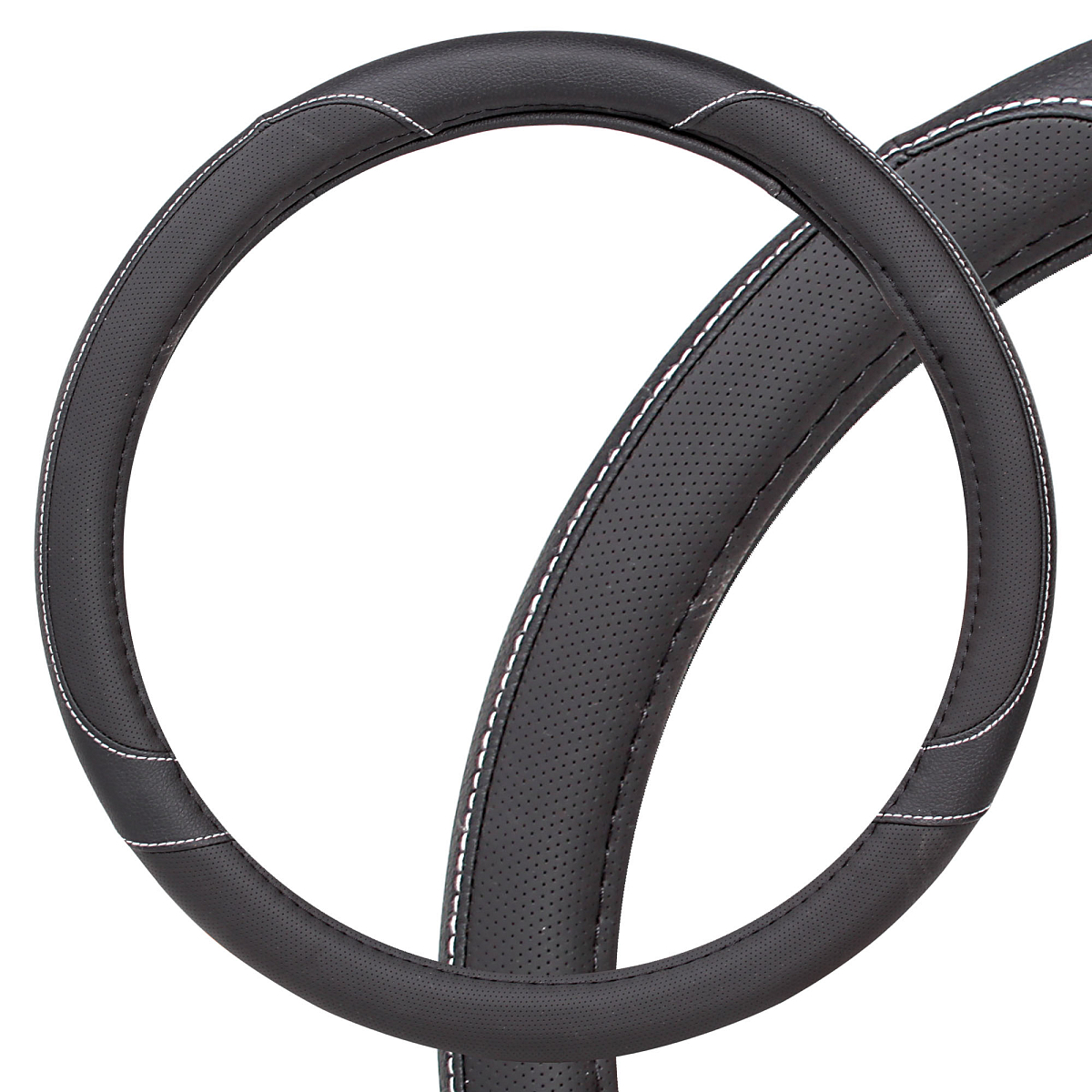 Оплетка на руль, искусственная кожа с перфорацией, черная, 40 см / L