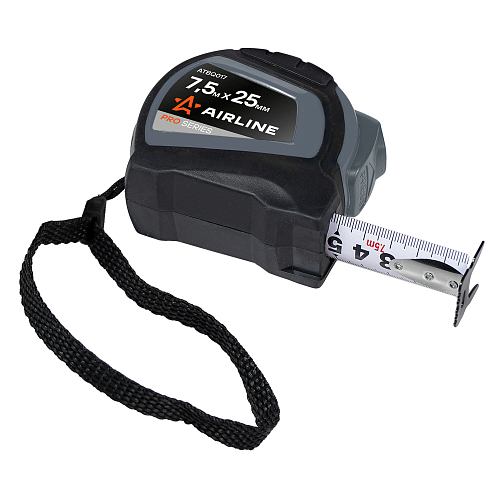 Рулетка в прорезиненном корпусе 7.5мх25мм PRO, автостоп, дв. зацеп, дв. шкала