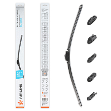 Щетка стеклоочистителя бескаркасная SILICONE 600мм (24") 5 адаптеров