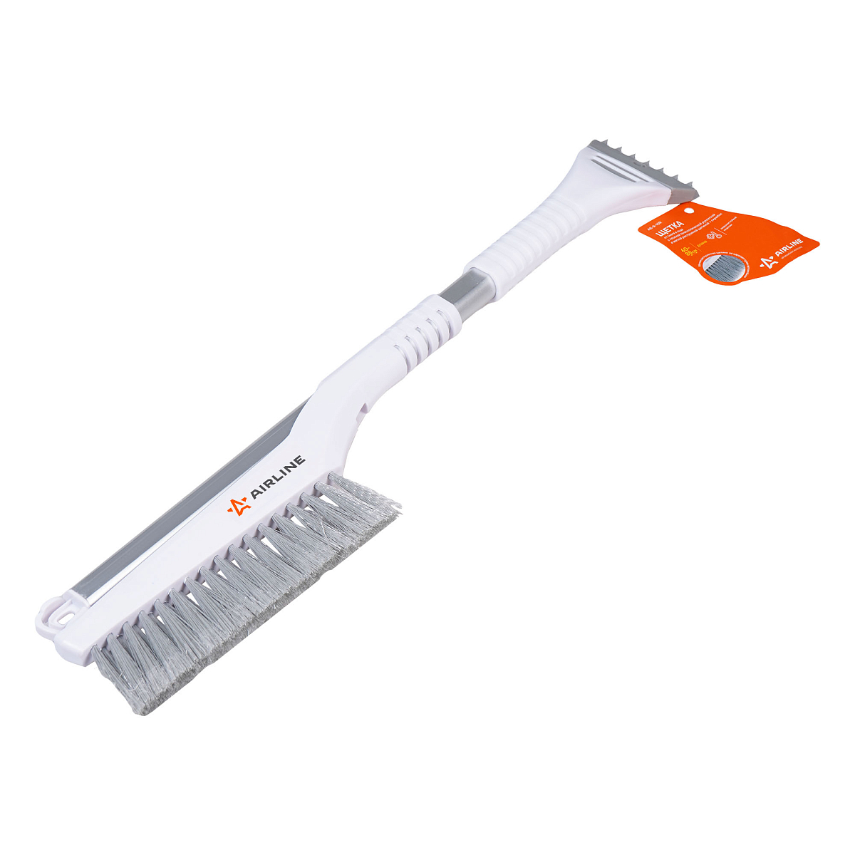 Щетка от снега и льда с плоской телескоп.рукояткой с мягкой распушённой щетиной + скребок (60-88 см)