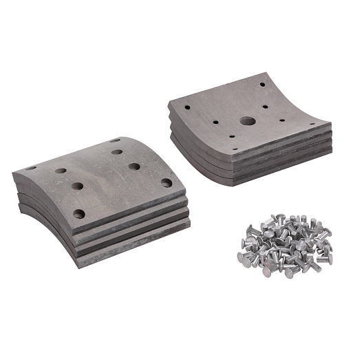 Накладка тормозной колодки для автомобилей МАЗ 101/5440, ремонтный комплект 8 шт. R1 с заклепками 183х178