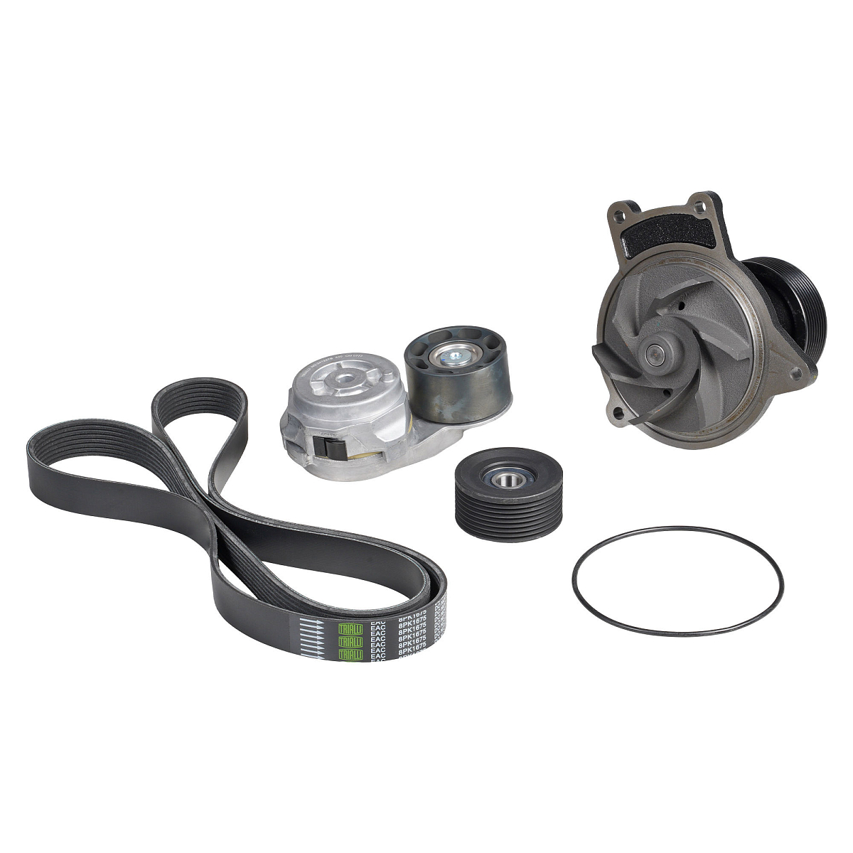 Насос водяной для автомобилей КАМАЗ 740 Евро-4/5 (комплект с ремнем 8PK1675+натяжитель CM 0777+ролик CM 0778)