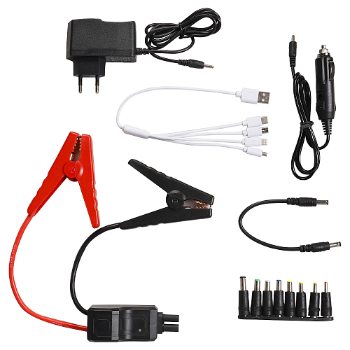 Аккумулятор пусковой (Booster) 10000мАч, 400А, 12.4V, пуск ДВС 2.0d, USB 5V/2A, кейс