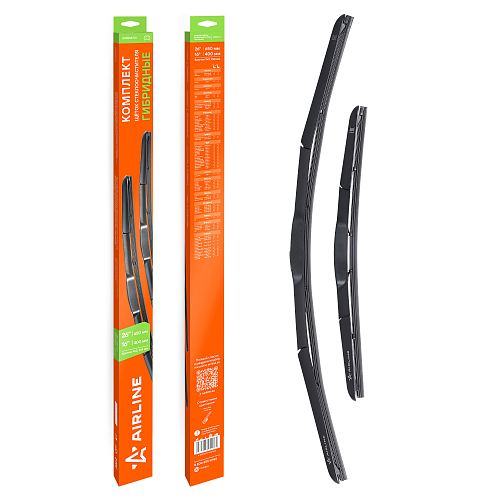 Щетки стеклооч комплект (2 штуки) 650/400мм (26"/16") гибридные с креплением "Крючок 9x3, 9x4 мм" (AWBM276)