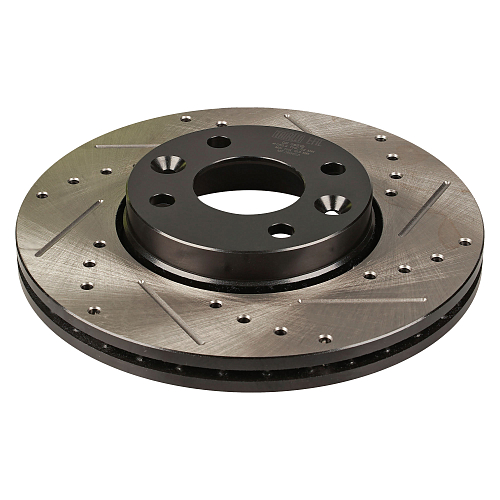 Комплект тормозных дисков и колодок для автомобилей Лада Vesta (15-) передняя ось (диск тормозной перфорированный/слотированный/окрашенный 2 шт. + колодки тормозные керамический 1 комплект)