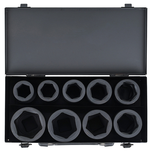 Набор головок ударных 1"DR L=90мм, 9пр. (26-50мм) металл.кейс