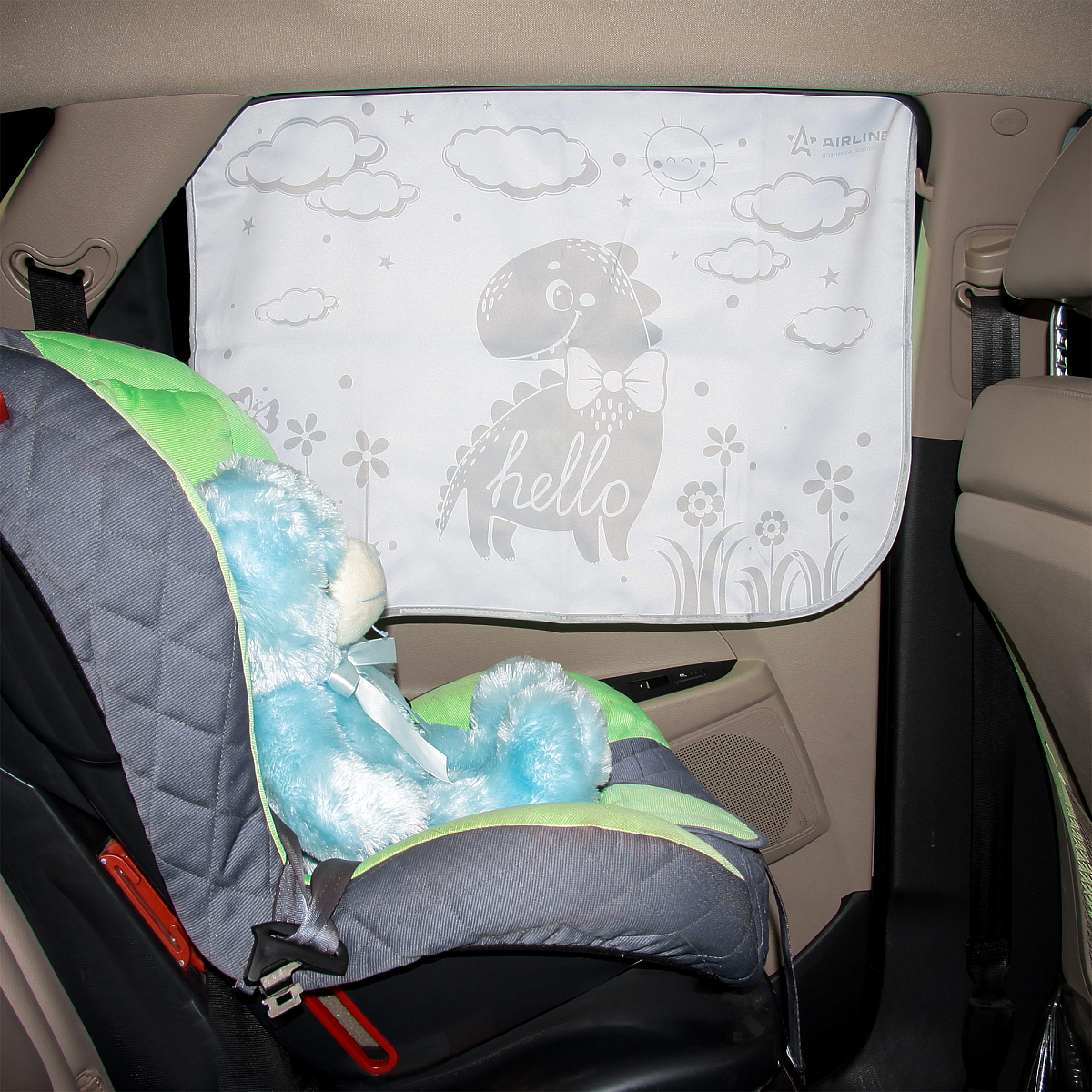 Шторка солнцезащитная 50*70см на боковое стекло, на магнитах, детская, серая