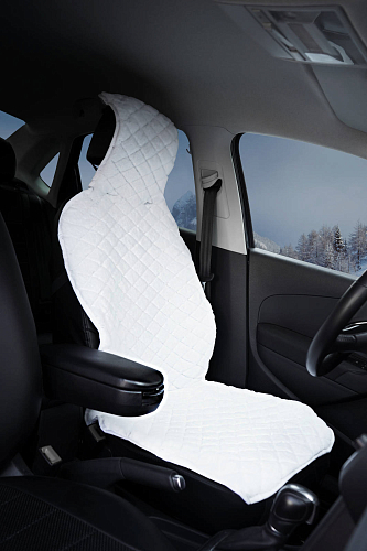 Накидка из искусственного меха, белая с коротким ворсом, на переднее сиденье, 1 шт.