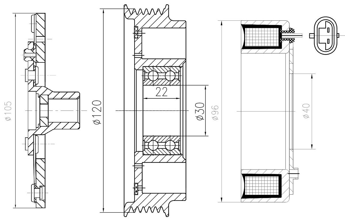 Муфта электромагнитная для компрессора кондиционера LCAC 0550 LUZAR