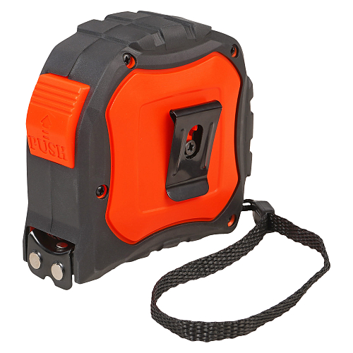 Рулетка в прорезиненном корпусе 10мх25мм, автостоп, магнитный зацеп