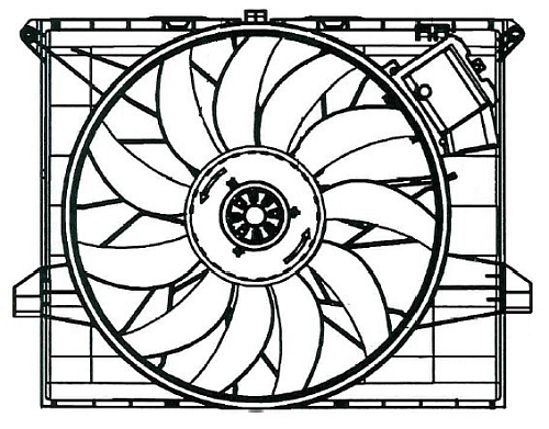 Электровентилятор охлаждения для автомобилей Mercedes-Benz ML (W164) (05-)/GL (X164) (06-) (с кожухом) (850W)