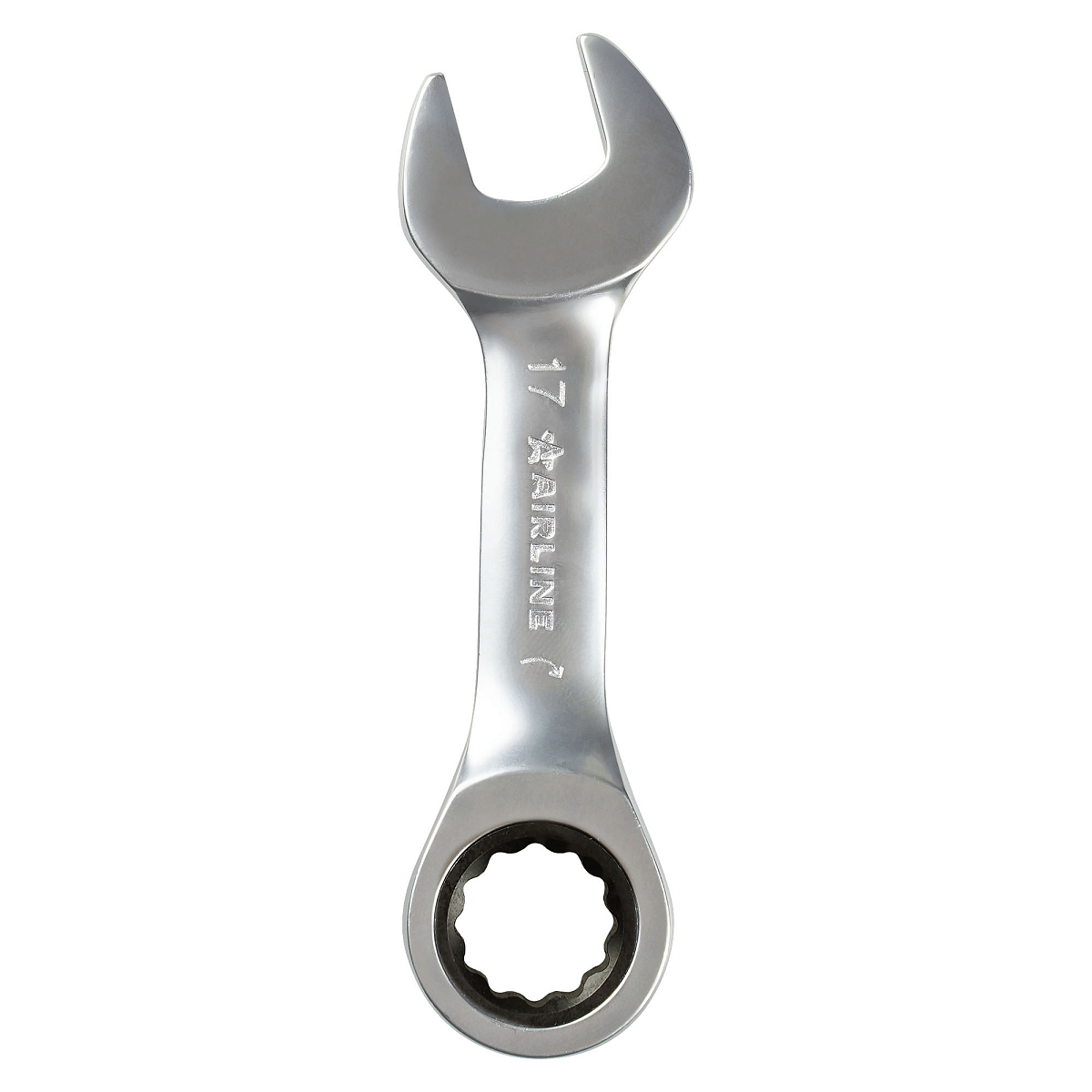 Ключ комбинированный трещоточный короткий 17мм PRO, пласт.подвес