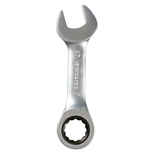 Ключ комбинированный трещоточный короткий 17мм PRO, пласт.подвес