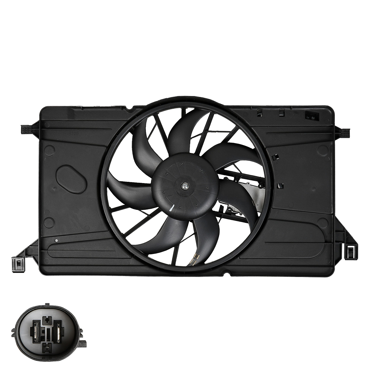 Электровентилятор охлаждения для автомобилей Mazda 3 (BK) (03-) 1.6i (с кожухом и модулем управления)